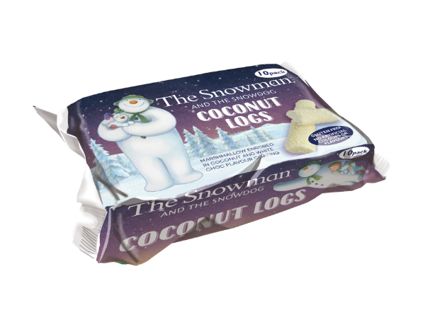 28x10pk The Snowman and The Snowdog Snowman Coconut Log Bites