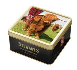 6x125g Stewart's Tartan - Highland Cow Shortbread Tin 