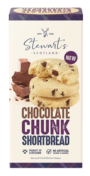 8x160g Stewart's Signature Range Chocolate Chunk Shortbread