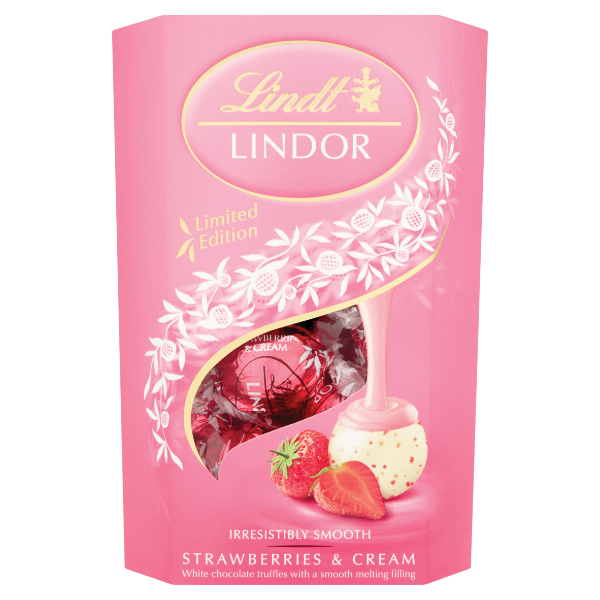 8x200g Lindt Lindor Strawberry & Cream Cornet 
