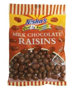 12x90g Nisha Milk Choc Raisins