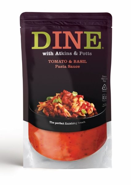 6x350g Atkins & Potts Tomato & Basil Pasta Sauce