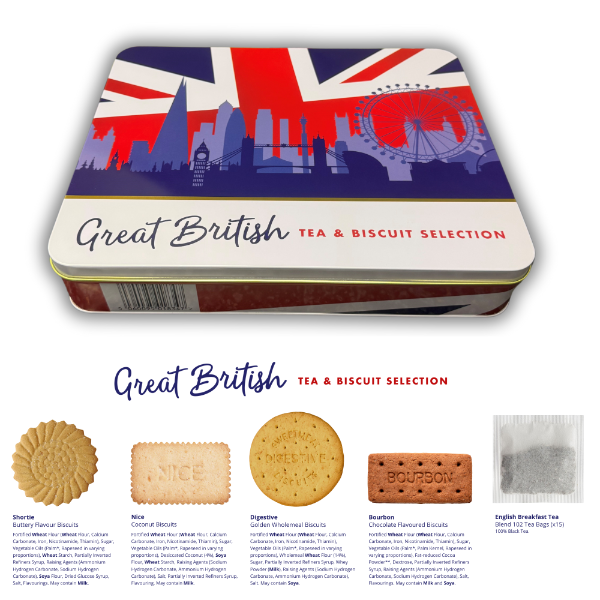 6x225g Stewart's Great British Tea & Biscuit Selection Tin