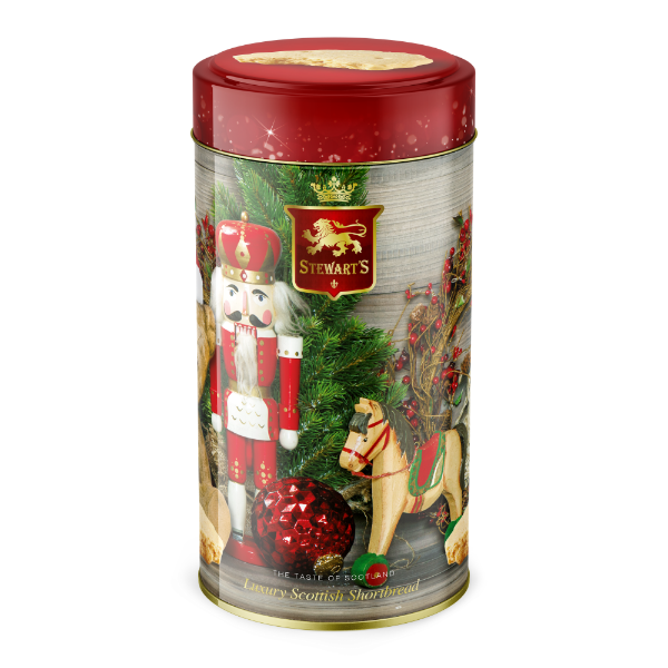 6x150g Stewart's Xmas - Antique Christmas Shortbread Tin Tube
