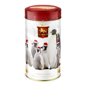 6x150g Stewart's Xmas - Santa Penguins Shortbread Tin Tube