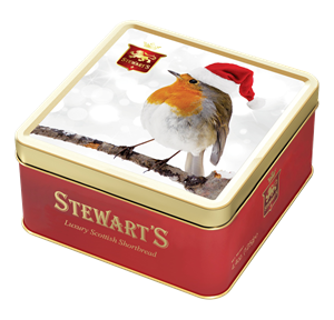6x125g Stewart's Xmas - Santa Robin Shortbread Tin