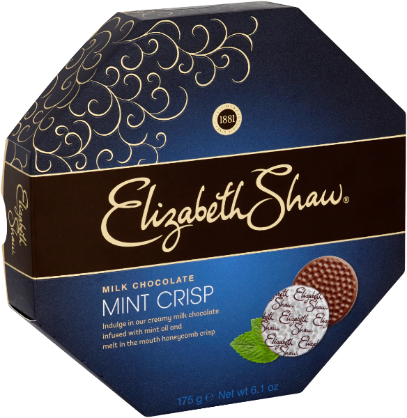 8x162g Elizabeth Shaw Milk Chocolate Mint Crisp