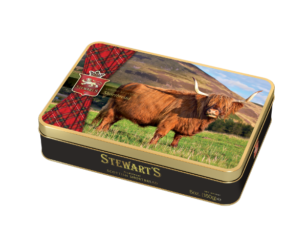 6x150g Stewart's Tartan - Highland Cow Shortbread Tin 