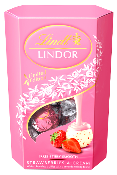 8x200g Lindt Lindor Strawberry & Cream Cornet (859761)